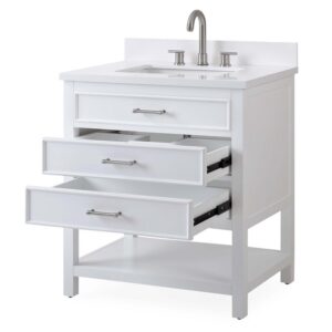 Chans Furniture QT-7206-W30 30 Inches Tennant Brand Single Sink Bathroom Vanity In White Finish