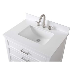 Chans Furniture QT-7206-W30 30 Inches Tennant Brand Single Sink Bathroom Vanity In White Finish