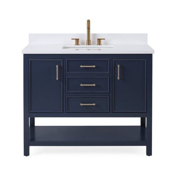 Chans Furniture QT-7220-NB42 42 Inches Tennant Brand Color Finish Single Sink Bathroom Vanity In Navy Blue