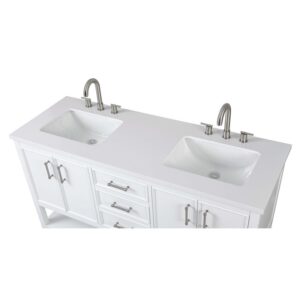 Chans Furniture FW-7330-W60QT 60 Inches Tennant Brand Double Sink Bathroom Vanity In White Finish