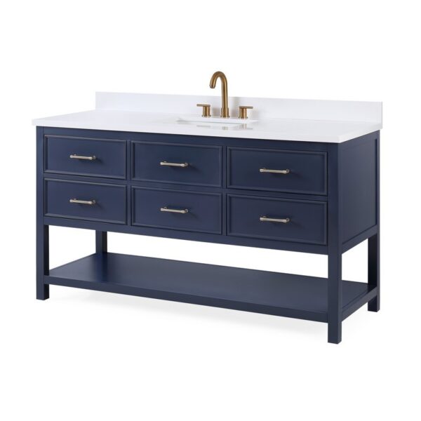 Chans Furniture GD-7440-NB60S 60 Inches Tennant Brand Color Felton Bathroom Sink Vanity In Navy Blue