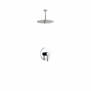 KubeBath R-CR121V Aqua Rondo Shower Set with Ceiling Mount 12 Inch Rain Shower Head in Triple Chrome