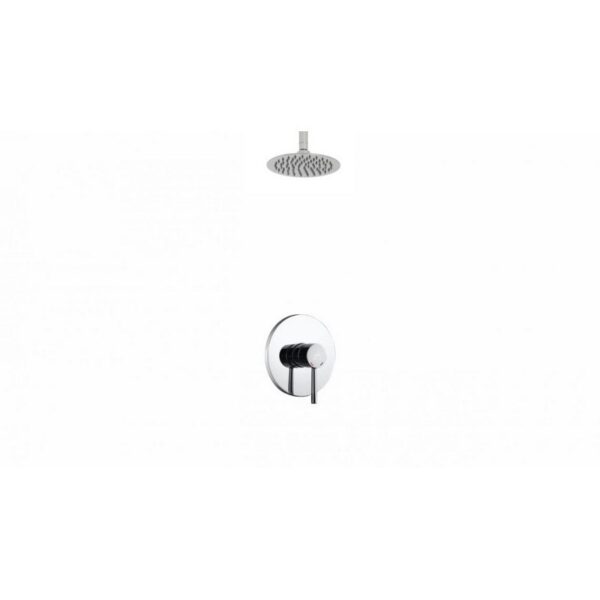 KubeBath R-CR81V Aqua Rondo Shower Set with Ceiling Mount 8 Inch Rain Shower Head in Triple Chrome