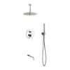 Kubebath R-CR12HHTF3V Aqua Rondo Shower Set with Ceiling Mount 12 Inch Rain Shower, Handheld and Tub Filler