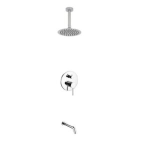 Kubebath R-CR8TF2V Aqua Rondo Shower Set with Ceiling Mount 8 Inch Rain Shower and Tub Filler