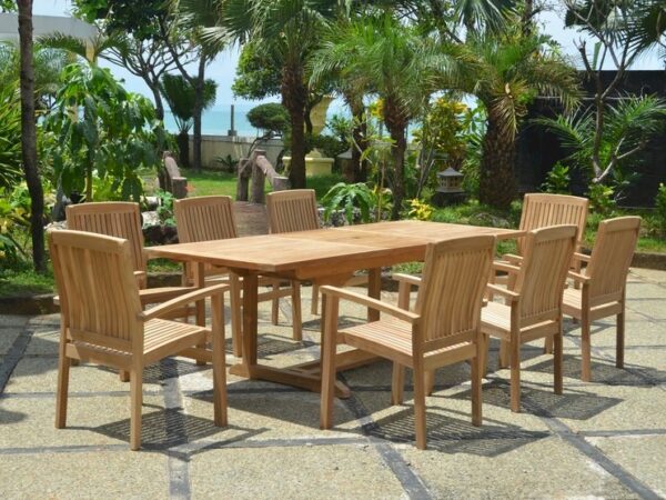 Anderson Bahama Stackable Sahara 9-Pieces Rectangular Dining Set B