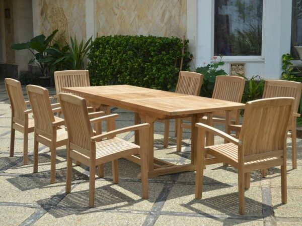 Anderson Bahama Stackable Sahara 9-Pieces Rectangular Dining Set B