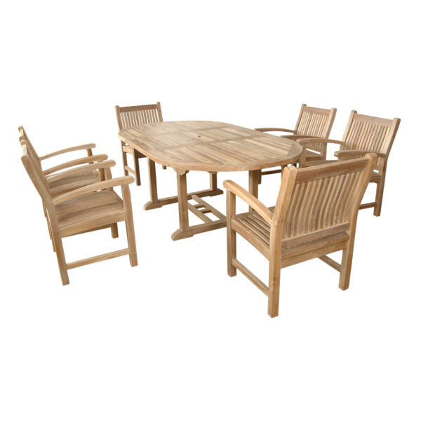 Anderson Bahama Sahara Armchair 7-Pieces 87" Oval Dining Set