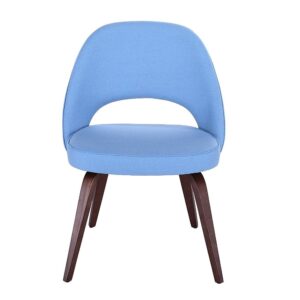 GFURN Sienna Executive Side Chair - Light Blue Fabric & Walnut Legs