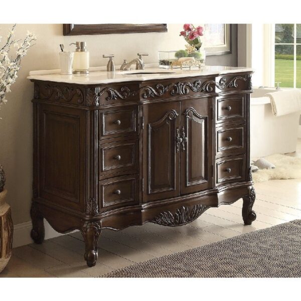 Chans Furniture CF-3882W-TK-48 48 Inch Benton Collection Classic Style Beckham Bathroom Sink Vanity in Dark Brown