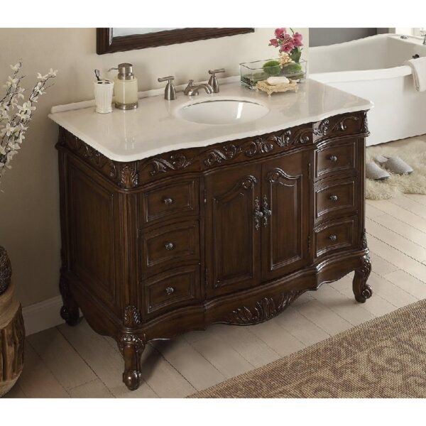 Chans Furniture CF-3882W-TK-48 48 Inch Benton Collection Classic Style Beckham Bathroom Sink Vanity in Dark Brown