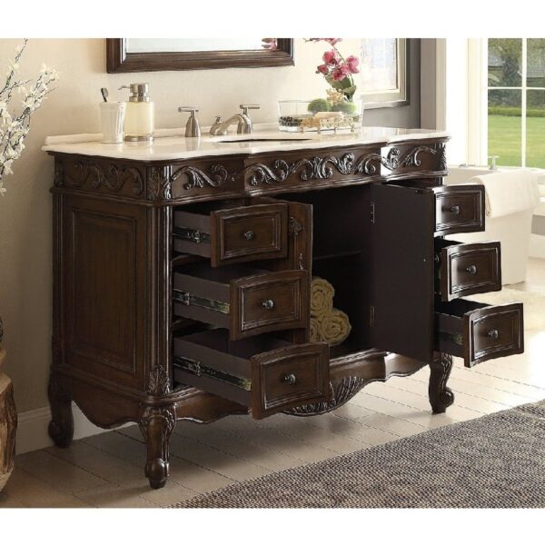 Chans Furniture CF-3882W-TK-48 48 Inch Benton Collection Classic Style Beckham Bathroom Sink Vanity in Dark Brown