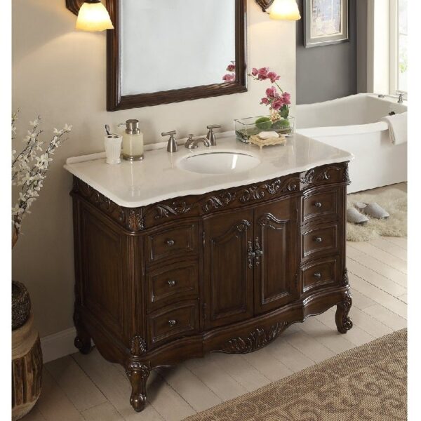 Chans Furniture CF-3882W-TK-48 48 Inch Benton Collection Classic Style Beckham Bathroom Sink Vanity in Dark Brown