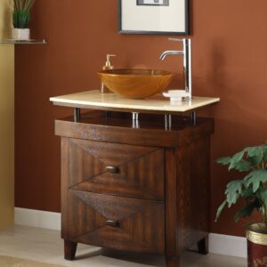 Chans Furniture SW029 Verdana 28 Inch Dark Brown Vessel Sink Bathroom Vanity