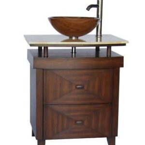 Chans Furniture SW029 Verdana 28 Inch Dark Brown Vessel Sink Bathroom Vanity