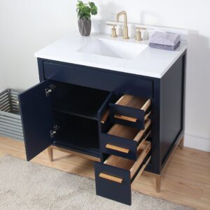 Chans Furniture TB-9888NB-V36 36 Inch Beatrice Bathroom Sink Vanity in Navy Blue