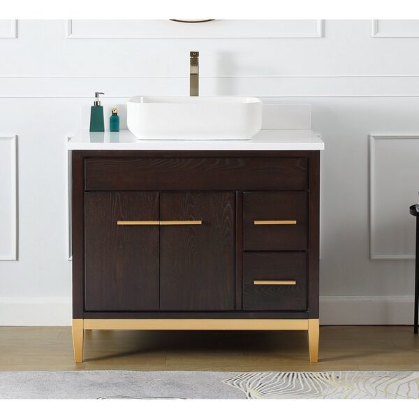 Chans Furniture TB-9936DK-36QT 36 Inches Tennant Brand Modern Style With Beatrice Vessel Single Sink Bathroom Vanity