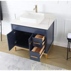 Chans Furniture TB-9936NB-36U 36 Inches Tennant Brand Modern Style With Beatrice Vessel Single Sink Bathroom Vanity In Navy Blue