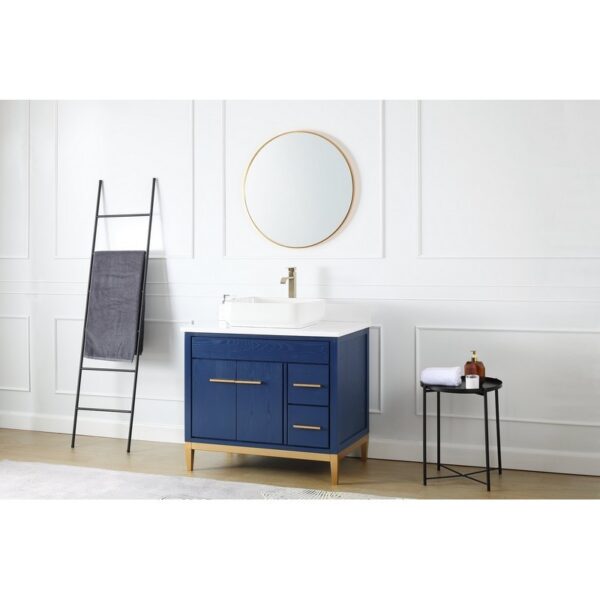 Chans Furniture TB-9936VB-36QT 36 Inches Tennant Brand Modern Style With Beatrice Vessel Single Sink Bathroom Vanity In Blue