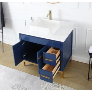 Chans Furniture TB-9936VB-36QT 36 Inches Tennant Brand Modern Style With Beatrice Vessel Single Sink Bathroom Vanity In Blue