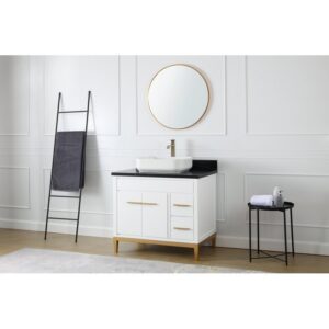 Chans Furniture TB-9936WT-36BK 36 Inches Tennant Brand Modern Style With Beatrice Vessel Single Sink Bathroom Vanity In White