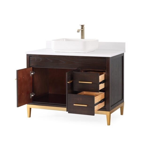 Chans Furniture TB-9942DK-42QT 42 Inches Tennant Brand Modern Style With Beatrice Vessel Single Sink Bathroom Vanity