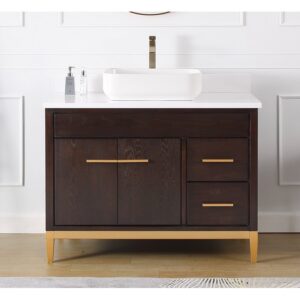 Chans Furniture TB-9942DK-42QT 42 Inches Tennant Brand Modern Style With Beatrice Vessel Single Sink Bathroom Vanity