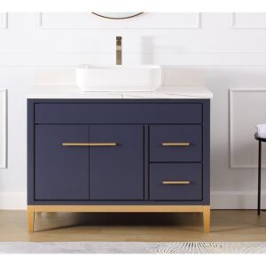 Chans Furniture TB-9942NB-42U 42 Inches Tennant Brand Modern Style With Beatrice Vessel Single Sink Bathroom Vanity In Navy Blue