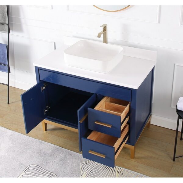 Chans Furniture TB-9942VB-42QT 42 Inches Tennant Brand Modern Style With Beatrice Vessel Single Sink Bathroom Vanity In Blue