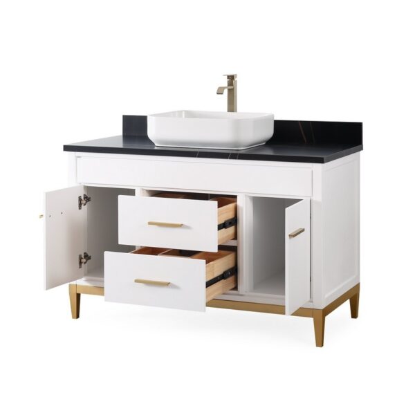 Chans Furniture TB-9948WT-48BK 48 Inches Tennant Brand Modern Style With Beatrice Vessel Single Sink Bathroom Vanity In White