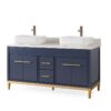 Chans Furniture TB-9960NB-60U 60 Inches Tennant Brand With Beatrice Vessel Double Sink Vanity In Navy Blue