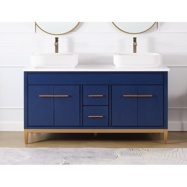 Chans Furniture TB-9960VB-60QT 60 Inches Tennant Brand With Beatrice Vessel Double Sink Bathroom Vanity