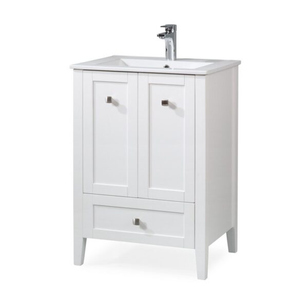 Chans Furniture WFS-85033W 25 Inch Tennant Brand Vermezzo Modern Small Slim White Bathroom Vanity in White