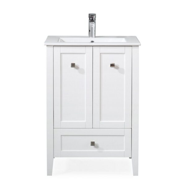 Chans Furniture WFS-85033W 25 Inch Tennant Brand Vermezzo Modern Small Slim White Bathroom Vanity in White