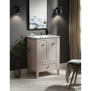 Chans Furniture WFS-85053TP 25 Inch Tennant Brand Vermezzo Modern Small Slim Taupe Bathroom Vanity in Taupe