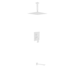 Kubebath KB CR300TF2V Aqua Piazza Shower Set with 12 Inch Ceiling Mount Square Rain Shower and Tub Filler