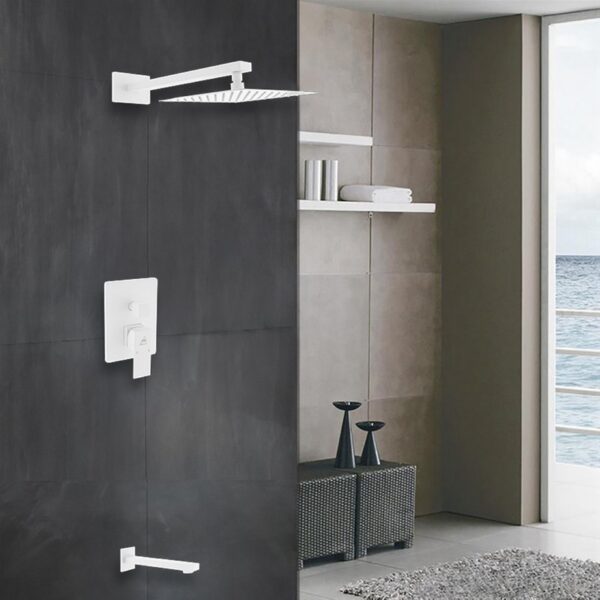 Kubebath KB WR200TF2V Aqua Piazza Shower Set with 8 Inch Square Rain Shower and Tub Filler