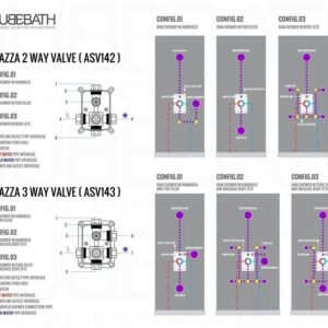 Kubebath KB WR2004JHH3V Aqua Piazza Brass Shower Set with 8 Inch Square Rain Shower, 4 Body Jets and Handheld