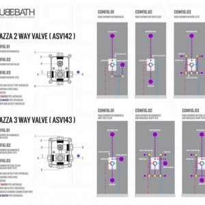 Kubebath KB WR200TF2V Aqua Piazza Shower Set with 8 Inch Square Rain Shower and Tub Filler