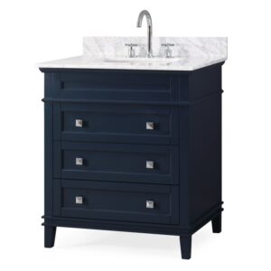 Chans Furniture ZK-1810-V30NB.QT 30 Inch Tennant Brand Felix Modern Style Navy Blue Bathroom Vanity