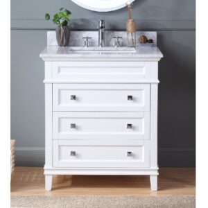 Chans Furniture ZK-1810-V30W 30 Inch Tennant Brand Felix Bathroom Vanity in White