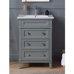 Chans Furniture ZK-1810-Z24CK 24 Inch Tennant Brand Felix Bathroom Vanity in Grey