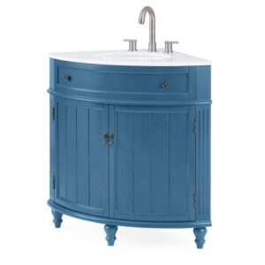 Chans Furniture ZK-47522TB Thomasville 24 Inch Bathroom Corner Vanity - Teal Blue