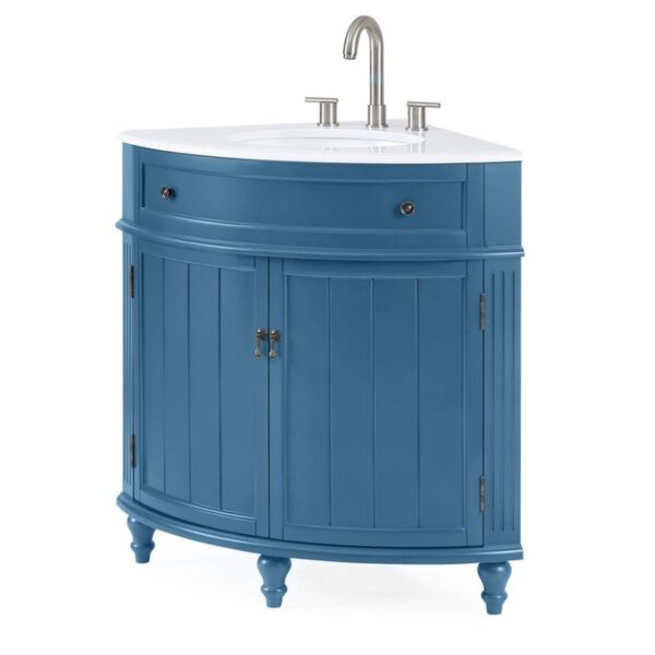 Chans Furniture ZK-47522TB Thomasville 24 Inch Bathroom Corner Vanity - Teal Blue