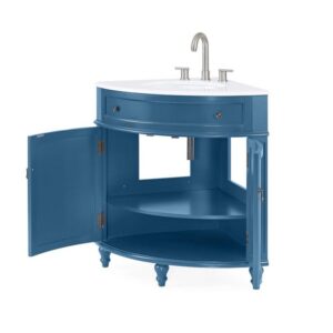 Chans Furniture ZK-47522TB Thomasville 24 Inch Bathroom Corner Vanity - Teal Blue