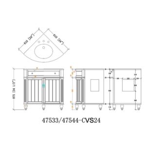 Chans Furniture ZK-47533GT 24 Inches Benton Collection Thomasville Corner Single Sink Bathroom Vanity