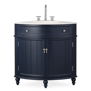 Chans Furniture ZK-47588NB 24 Inches Benton Collection Thomasville Corner Bathroom Vanity In Dark Blue