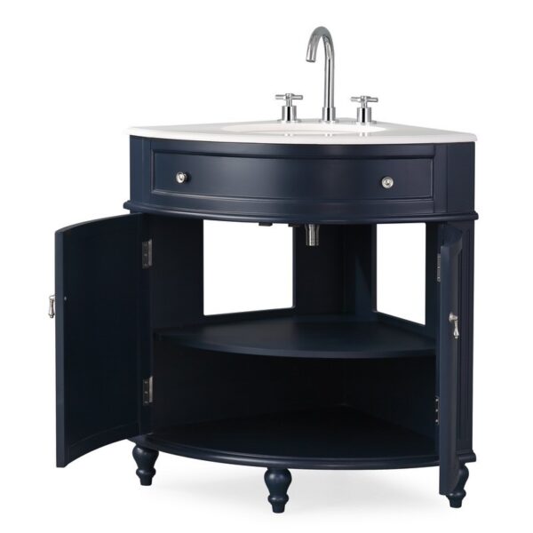 Chans Furniture ZK-47588NB 24 Inches Benton Collection Thomasville Corner Bathroom Vanity In Dark Blue