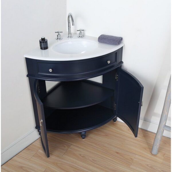 Chans Furniture ZK-47588NB 24 Inches Benton Collection Thomasville Corner Bathroom Vanity In Dark Blue