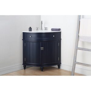 Chans Furniture ZK-47588NB 24 Inches Benton Collection Thomasville Corner Bathroom Vanity In Dark Blue